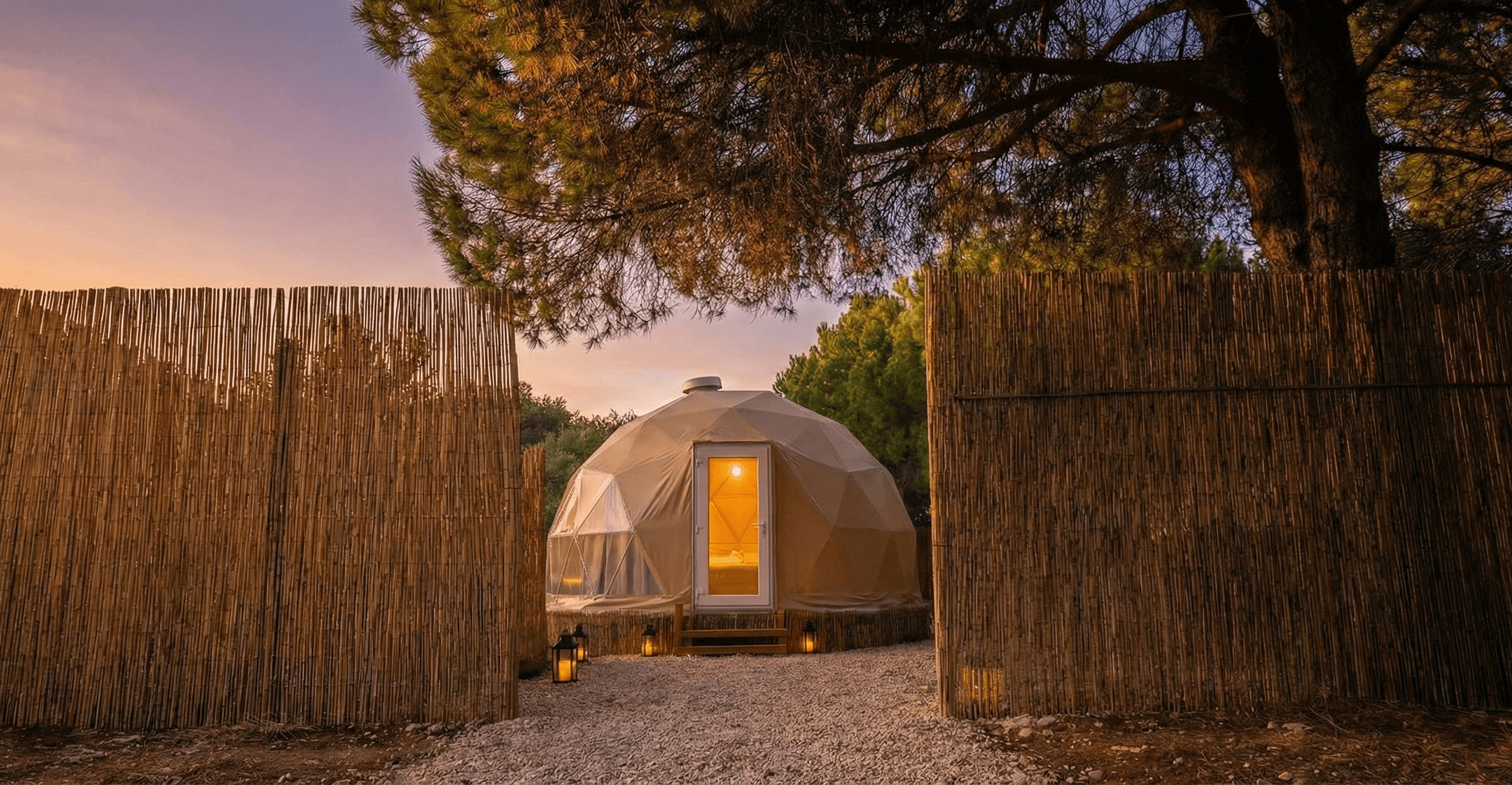 Eco Dome Sanctuary at Sunset